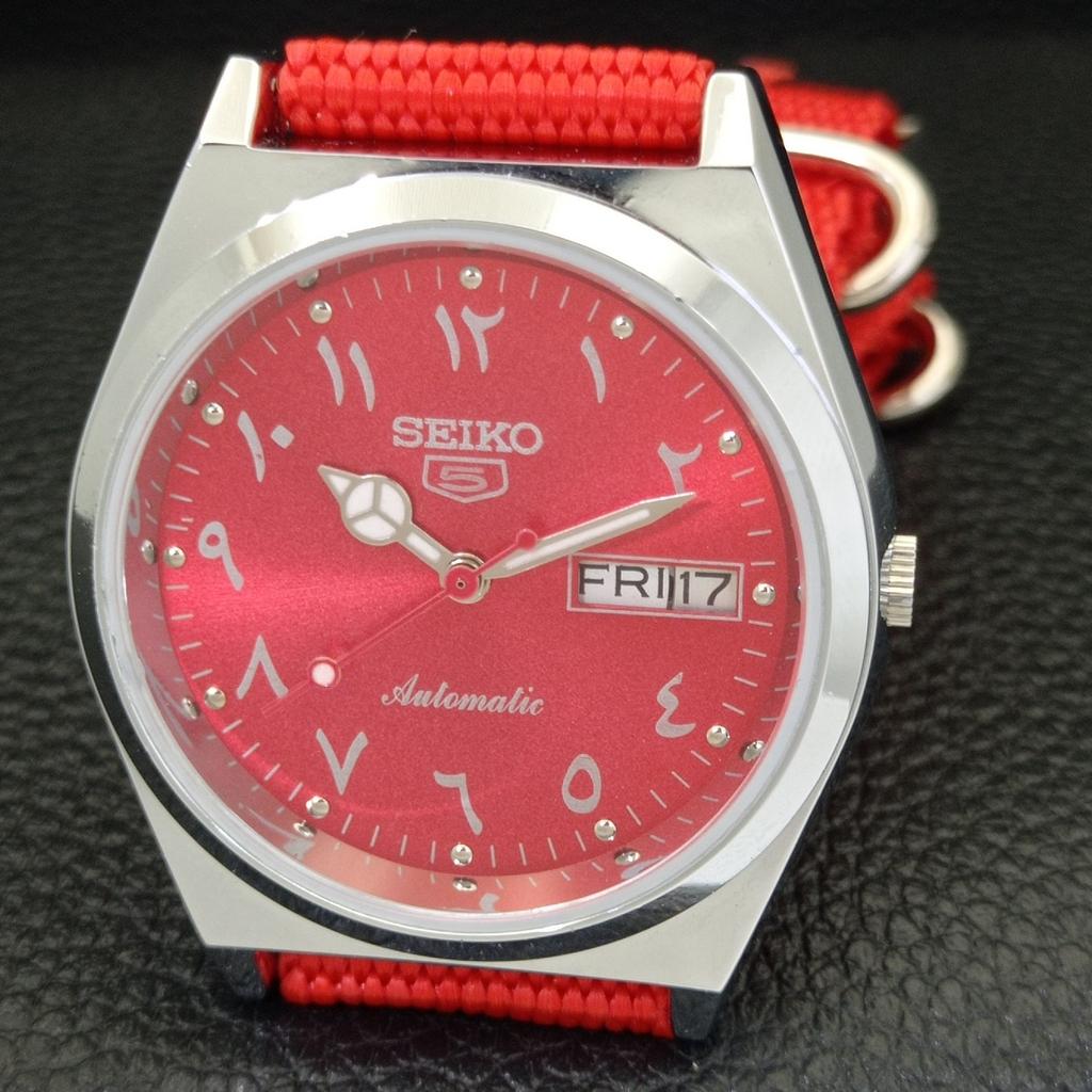 REFURBISHED SEIKO 5 AUTOMATIC 6309A VINTAGE JAPAN MENS RED DIAL WATCH a441333-5
