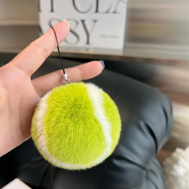Cute Tennis Plush Tennis Car Keychain Pendant Ins Plush Ball School Bag Hanging Ornaments For Girls Gift