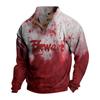 Men's Casual Fashion Christmas Printed Hoodless Sweatshirt Wide Men's Loose Button Stand Collar Hooded Sweatshirt
