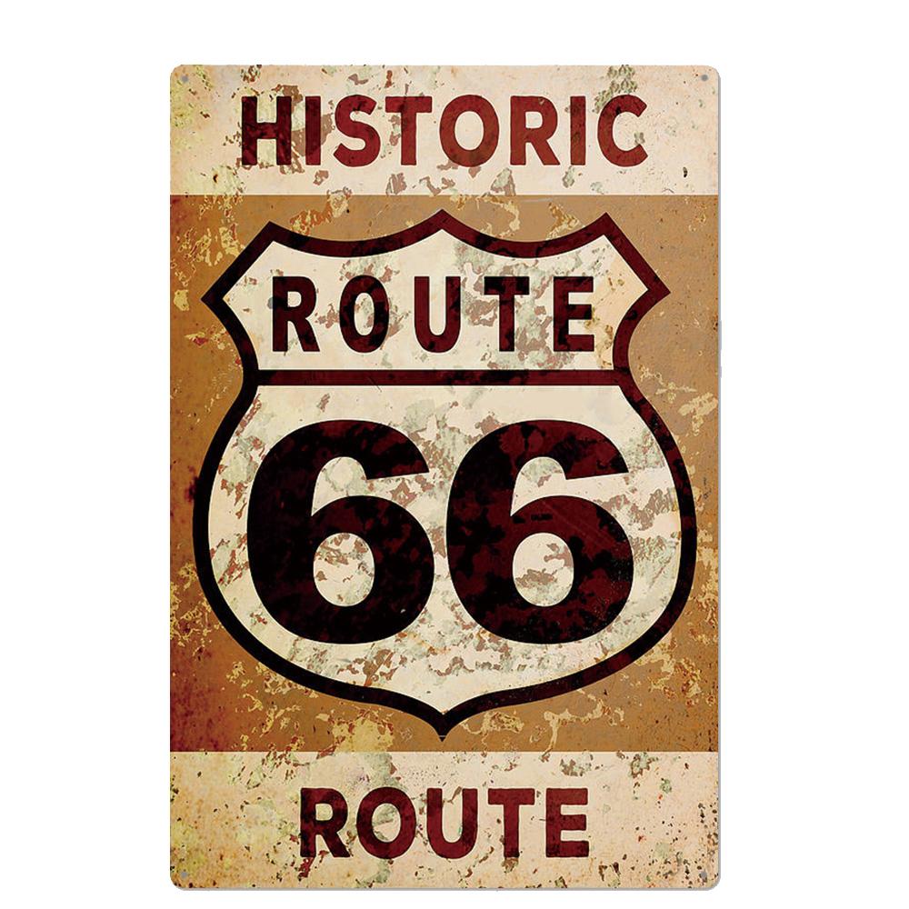 Vintage USA Route 66 Sign Metal Tin Plate Bar Pub Club Man Cave Wall Decoration Plaque Retro Poster Home Decor 30X20CM