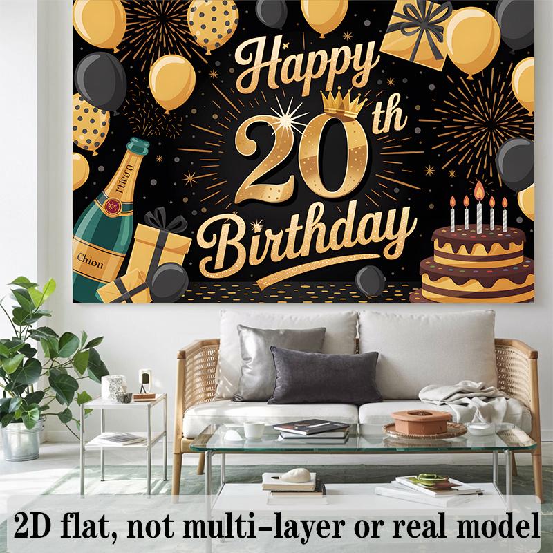 Party Backdrop 20Th Birthday Flat Number Hanging Numbered Years Photo Booth Decor Birthday Party Decor