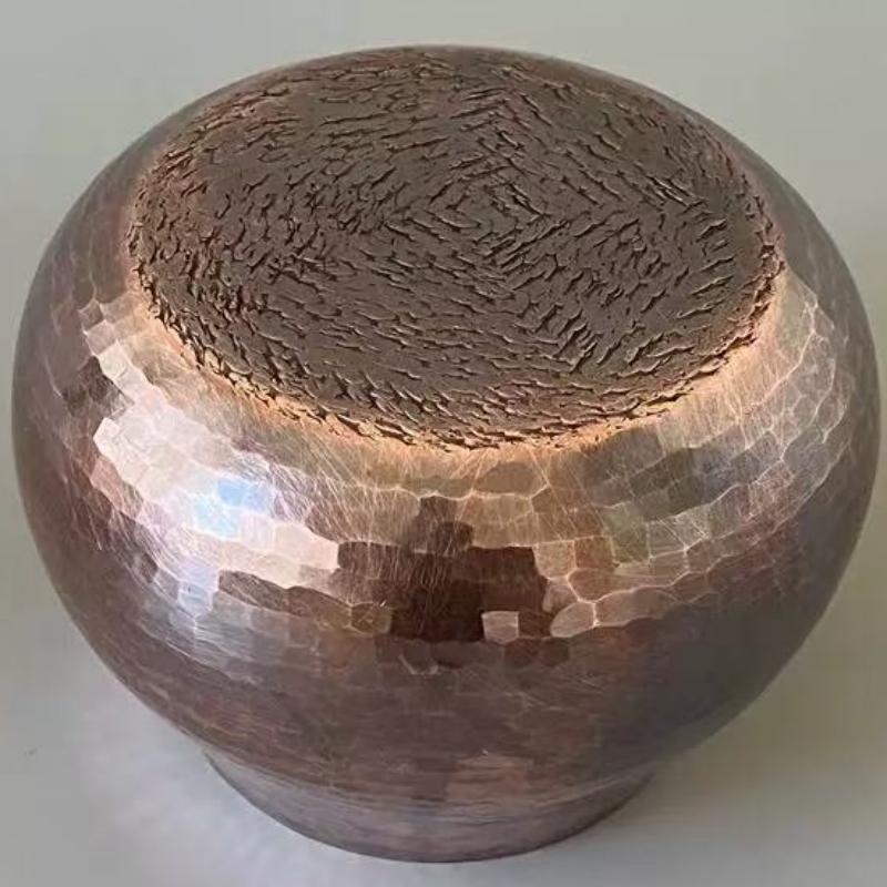 Handcrafted Copper Tea Canister,Retro Thickened Coffee Beans Tank Storage,With lid Spice Container Salt Seasoning Organizer