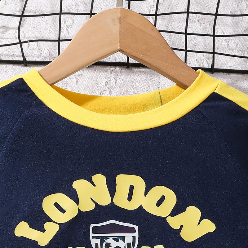 Mädchen Mode Set Sommer Kinder Kurz Slim Buchstaben Kurzarm T-Shirt Lässig Weitbeinige Hosen Zwei Sets