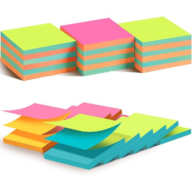 (18 Pads) Pop Up Sticky Notes 3x3 Refills, Strong Adhesive Memo Pad Bulk with 9 Bright Colors, Suitable for Home, Office, School, Clean Removal