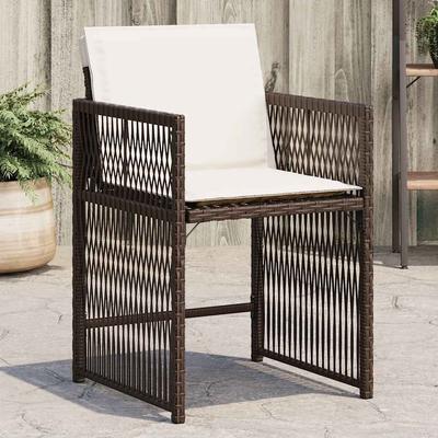 Vidaxl Garden Chairs With Cushions, 4 Pcs, Brown, Poly Rattan