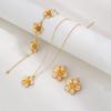 Zinc Zinc Alloy Flower Jewelry Set Geometric Women Jewelry Suit Sweet Necklace Earrings Bracelet Set  Wedding