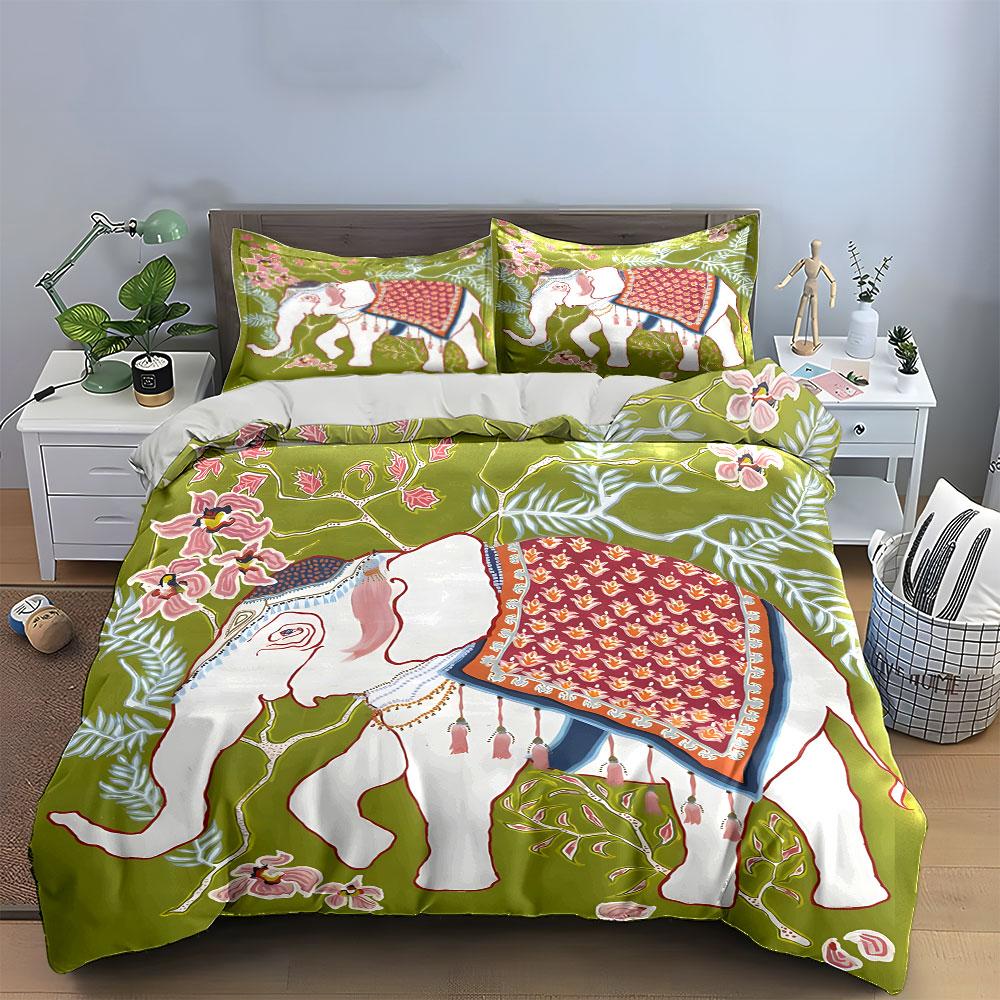 Elegant Elephant Decor For Living Spaces Kid'S And Adults' Bedroom Decor, Exquisite Three-Piece Bedding Set Gift