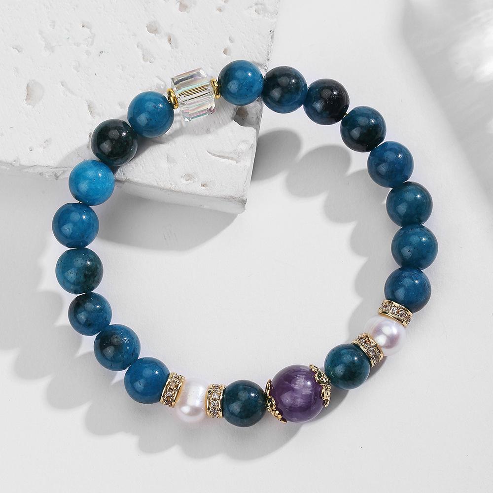 Bohemian Natural Strawberry Crystal & Lapis Lazuli Beaded Bracelet