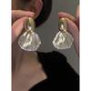 Fashion Metallic Brushed Leaf Earrings Cold Wind Fashion Design Earrings Silver Needle Niche Style Temperamental Earrings Women