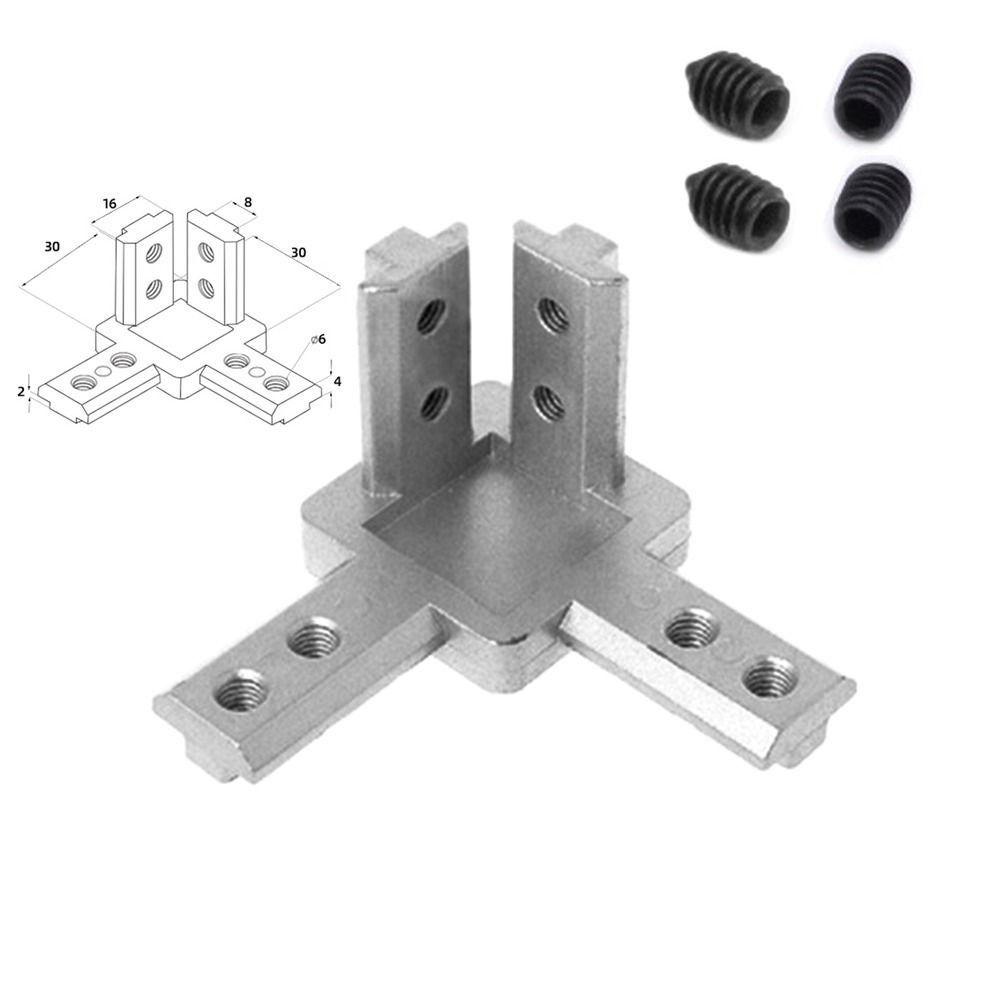 Durable Aluminum Extrusion Profile with Screws Bracket Connector European Standard End Corner 3-Way