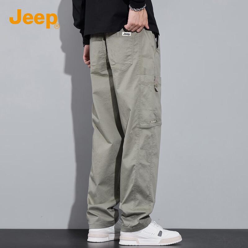 JEEP Men's Loose Straight-Leg Cotton Blend Cargo Pants
