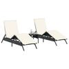 VidaXL Chaises longues avec coussins lot de 2 noir résine tressée 3261578