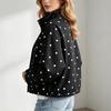 Giacca Casual da Donna a Pois con Collo Alto e, Capo Esterno Versatile dalla Vestibilità Larga