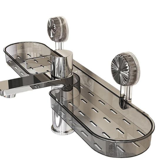 Yousheng Bathroom Storage Rack with Suction Cup Strong Load-bearing Self-draining Shampoo Sponge Holder Multi-Function Organizer