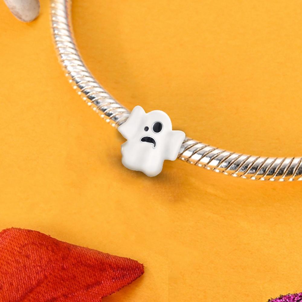 Copper White Luminous Glowing In Dark Ghost Bead Fit Charms Bracelet For Jewelry Piece Creation Women Halloween Gifts