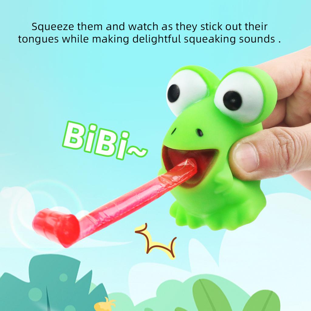 Creative and Humorous Tongue Sticking Frog Emits Sound To Vent, Squeezes and Screams, Pinches Music, and Pranks Toys