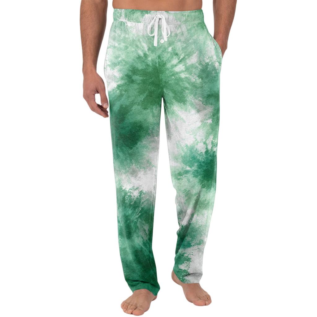 Men's Knitted Fashion Print Pocket Casual Pants Pajama Pants