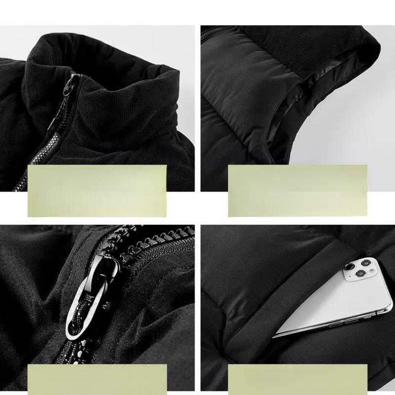 Men's Clothing High-neck Autumn Winter Cardigan Zipper Sleeveless Pockets Fashion Coats High Street Vests Contrast Color Tops