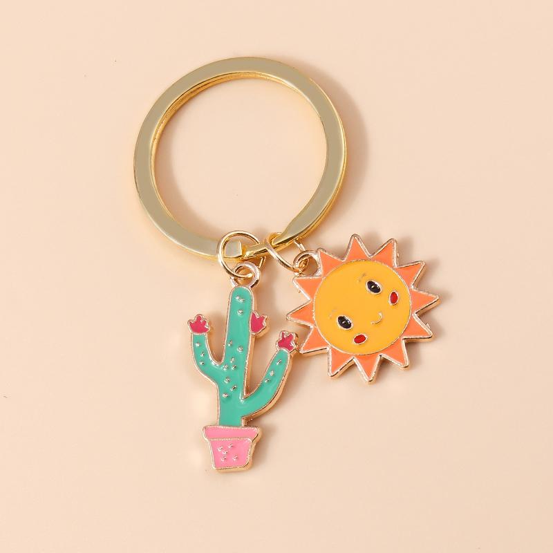 Lovely Enamel Flower Keychain Bee Key Ring Pendant for Women Girls Handbag Decor Charms DIY Handmade Jewelry Gifts