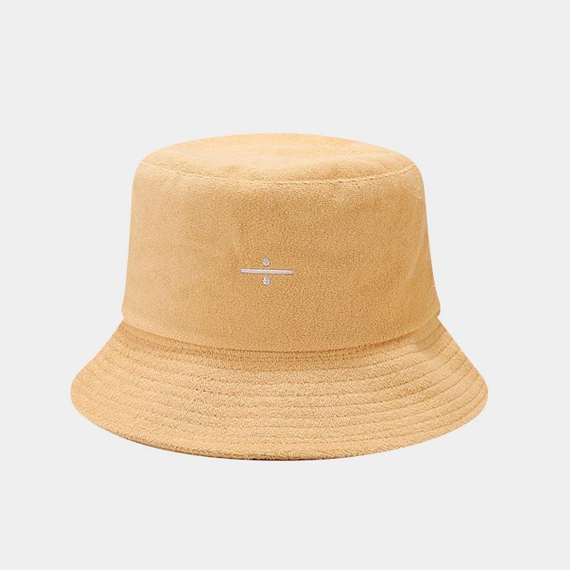 Korean Version of the New Towel Material Bucket Hat Symbol Embroidery Internet Celebrity Foldable Basin Hat Spring and Autumn Outdoor Visor Hat Chil