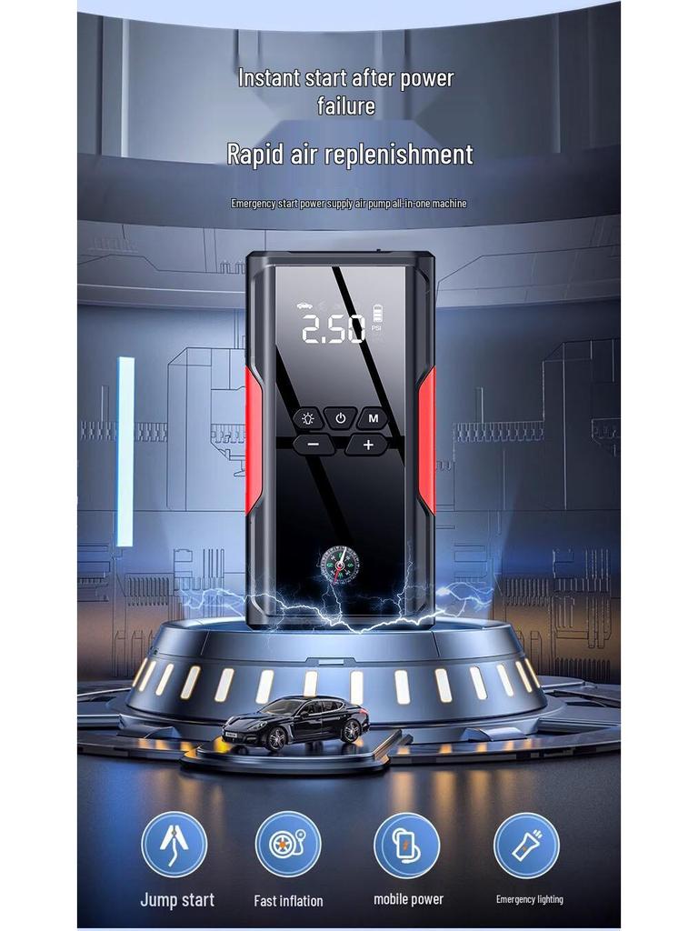 All-in-One 12V Car Battery Jump Starter & Inflator Power Bank