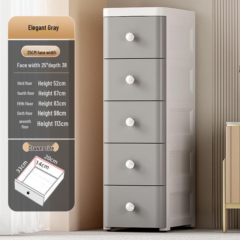 Slim Plastic Multi-Layer Storage Cabinet with Drawers for Kitchen and Bathroom