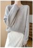 Women's 100% Wool Knit Sweater - Round Neck, Versatile Slimming Style, Cashmere Pullover, Cardigan Base Layer