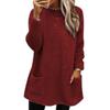 Fashion Women's Long-sleeved Pocket Plush Sweater T-shirt Top