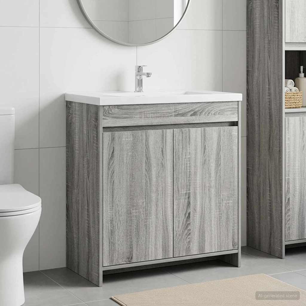 Bathroom Vanity Unit Gray Sonoma 78.5 x 37.5 x 81 cm Particleboard