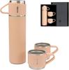 500ml Insulated Water Bottle with 3 Cups, Stainless Steel, Vacuum Insulated, Double-Walled, Large Capacity, Gift Boxed (Pink)