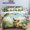 Bee Dog Pattern Bedding Quilt Set  Home Decoration  Gift (1 * duvet cover + 2 * pillowcase  without core)