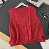 Women's Vest Knitted Vest Women's Outerwear Korean Version Solid Color Sweater Vest for Women