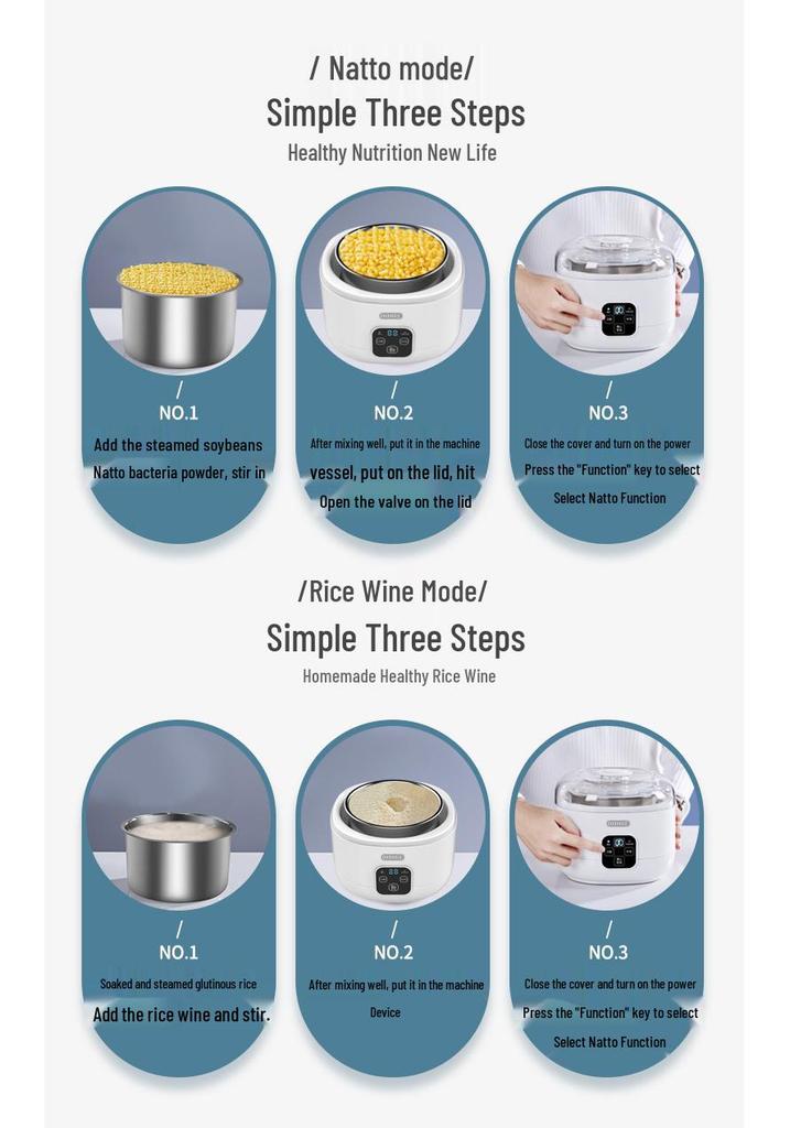 Produttore di Yogurt e Vino di Riso OIDIRE Tedesco - Acciaio Inossidabile, Mini, Fermentatore Completamente Automatico per Yogurt e Natto Fatti in Casa.