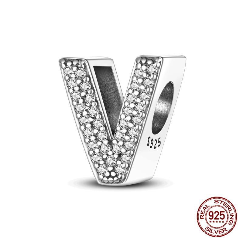 Original Beads 100% 925 Silver 26 Letters A-Z Charms Fit Original Bracelets & 3mm DIY Jewelry Making Women Gifts