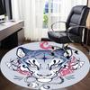 1pc Tiger Tattoo Office Round Area Rug, Indoor Mat Suitable For Office, Under Office Chairs Bedroom Living Room Home Decor, Room Deco