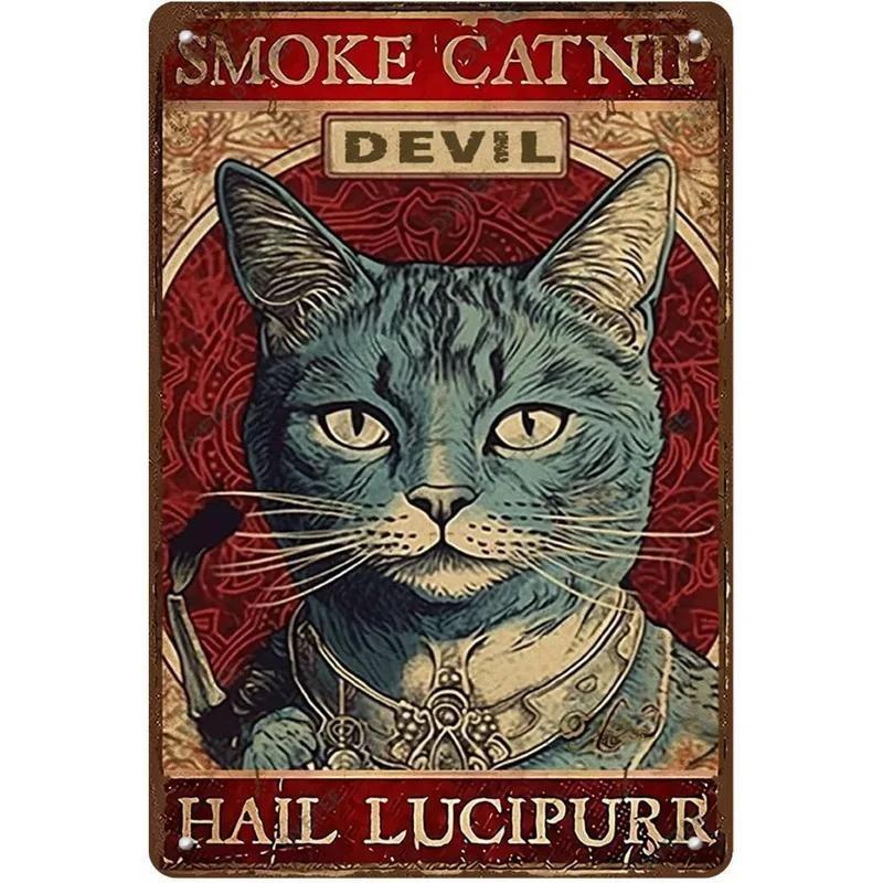 Funny Cat Retro Poster, Aluminum Metal Wall Decor 20x30cm