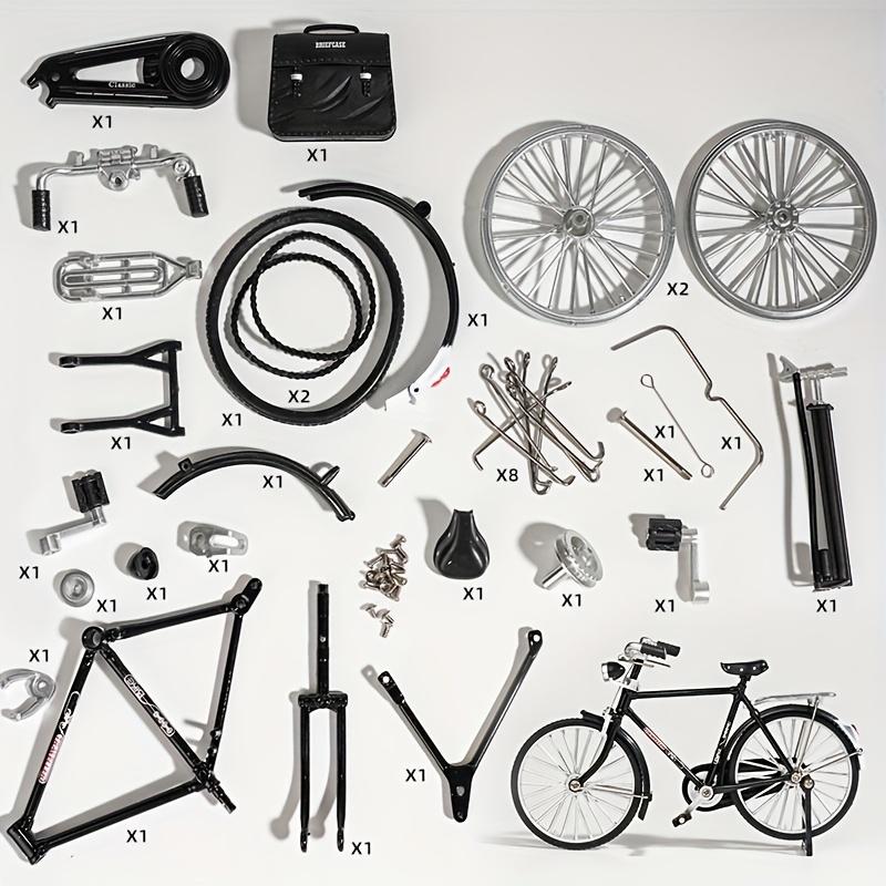 DIY Retro Bicycle Model Ornament, Creative 1:10 Simulation Mini Alloy Bicycle Model Scale Kit