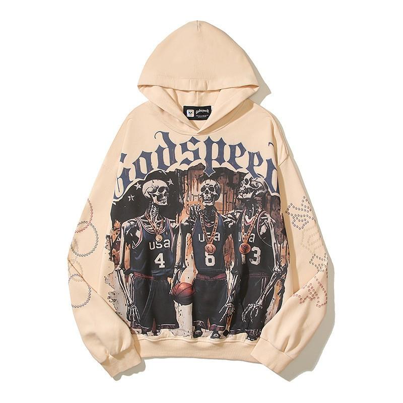 Godspeed 2025 Fall Winter Cotton Hoodie Streetwear Oversized Graphic Print Sweatshirt Men