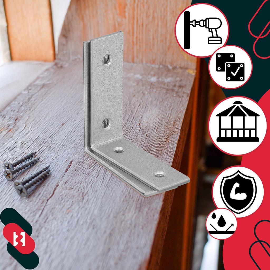 Carpenter's Angle, Construction Connector, Steel, Galvanized, 50x50x17 MM, 12 PCS