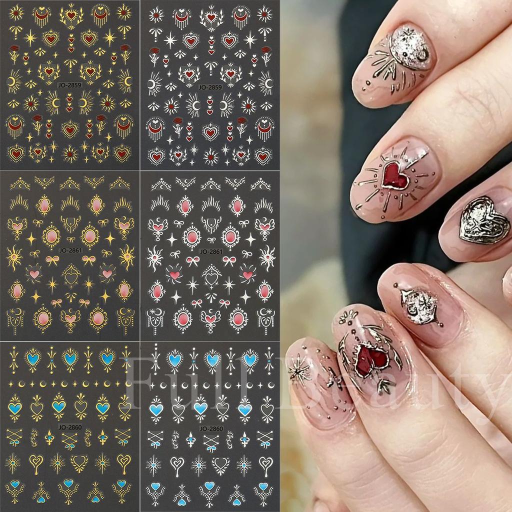 New Nail Art Stickers 6-piece Set Bronzing Bohemian Totem Love Stickers