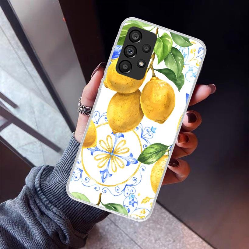 Summer Fruits Lemon Phone Case For Samsung Galaxy A12 A52S A42 A32 A22 A51 A50 Note 20 Ultra 10 S10 Plus A71 A70 A31 A30 A10S Ga