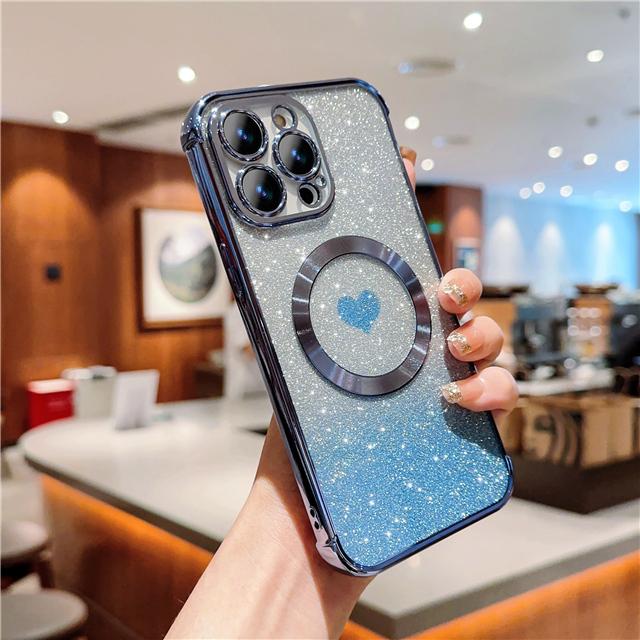 

Роскошный магнитный чехол для телефона Magsafe с металлическим покрытием для iPhone Wireless 11 12 13 14 15 Pro Max, блестящий чехол с постепенным блеском на 14 Plus For iPhone 14 Pro