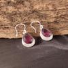 Natural Rhodolite Gemstone 925 Sterling Silver Jewelry Handmade Earrings 1.40" EE-9-37