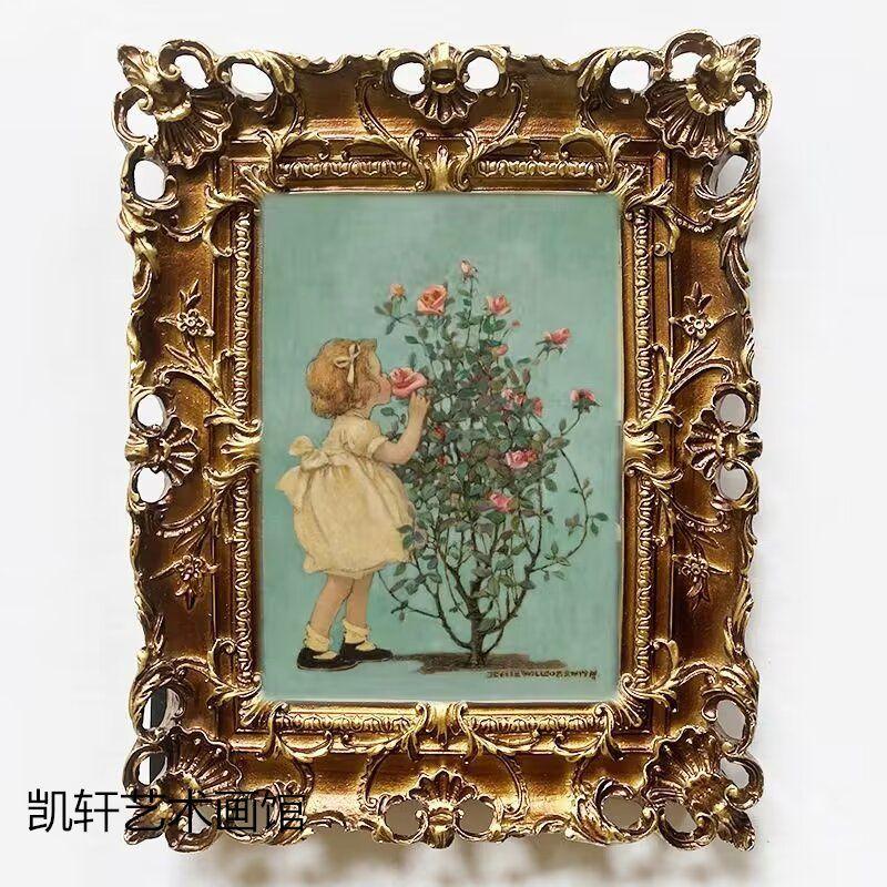 Bildram i vintage-stil Rektangulär Präglad Bordsskiva Väggmontering Harts Fotoram för Dekoration Hemkonst Porträtt