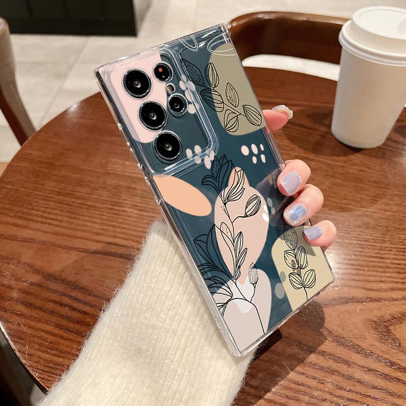 Flower Leaf Patterned Phone Case For Samsung Galaxy S26 S25 S24 S23 Ultra S22 Plus S24 S21 FE S25 Edge Clear Silicone Soft Cover