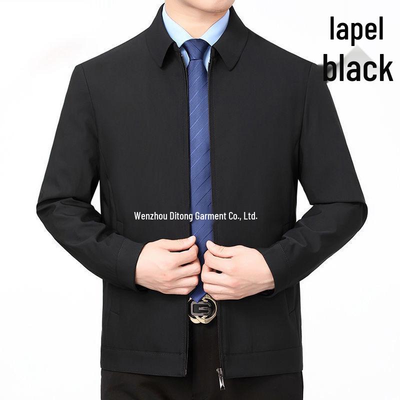 2024 Spring/Autumn High-Quality Lapel Jacket for Middle-Aged and Elderly Men - Fashionable Business Casual Outerwear
