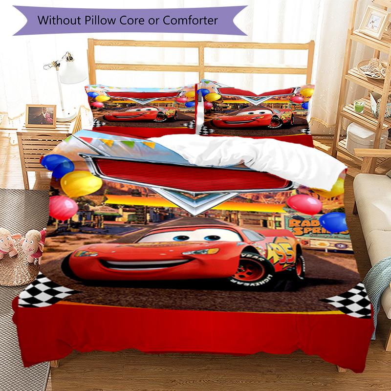 3pcs Cars Bedding Set Duvet Cover Closure Includes 1 Duvet Cover & 2 Pillowcases, Soft and Comfortable for All Seasons.