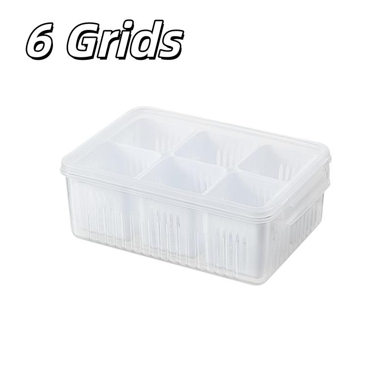 4/6 Grids Refrigerator Storage Box Onion Ginger Garlic Vegetable Drainage Basket Ingredients Storage Container Kitchen Organizer