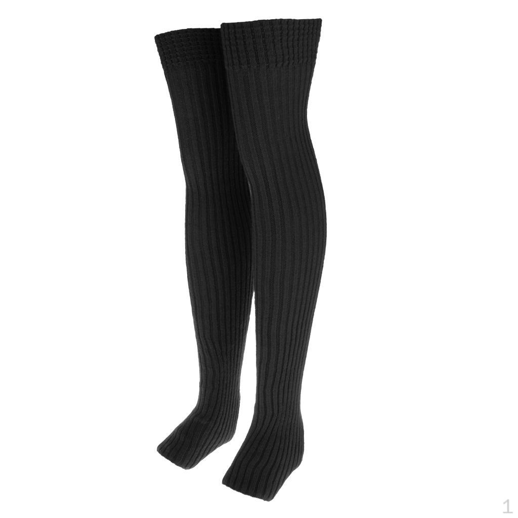 1 пара женских гетр до колена, зимние носки для танцев, йоги чёрный