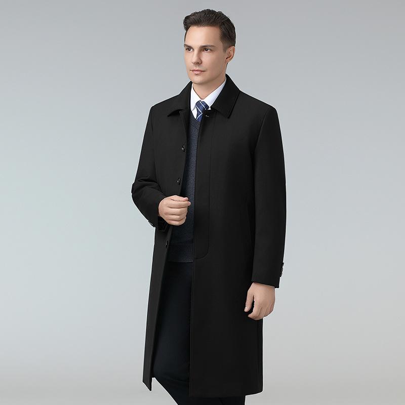 Men's Middle-aged and Elderly Down Jacket Men's Winter New Thickened Long Over-the-knee Jacket for the Elderly, Middle-aged and Dad